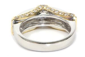 Platinum & 18k Yellow Gold Diamond Ribbon Ring 1.8ct GVS