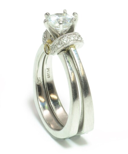 Platinum Simon G Bridal Set with Diamond Gallery Semi-Mount