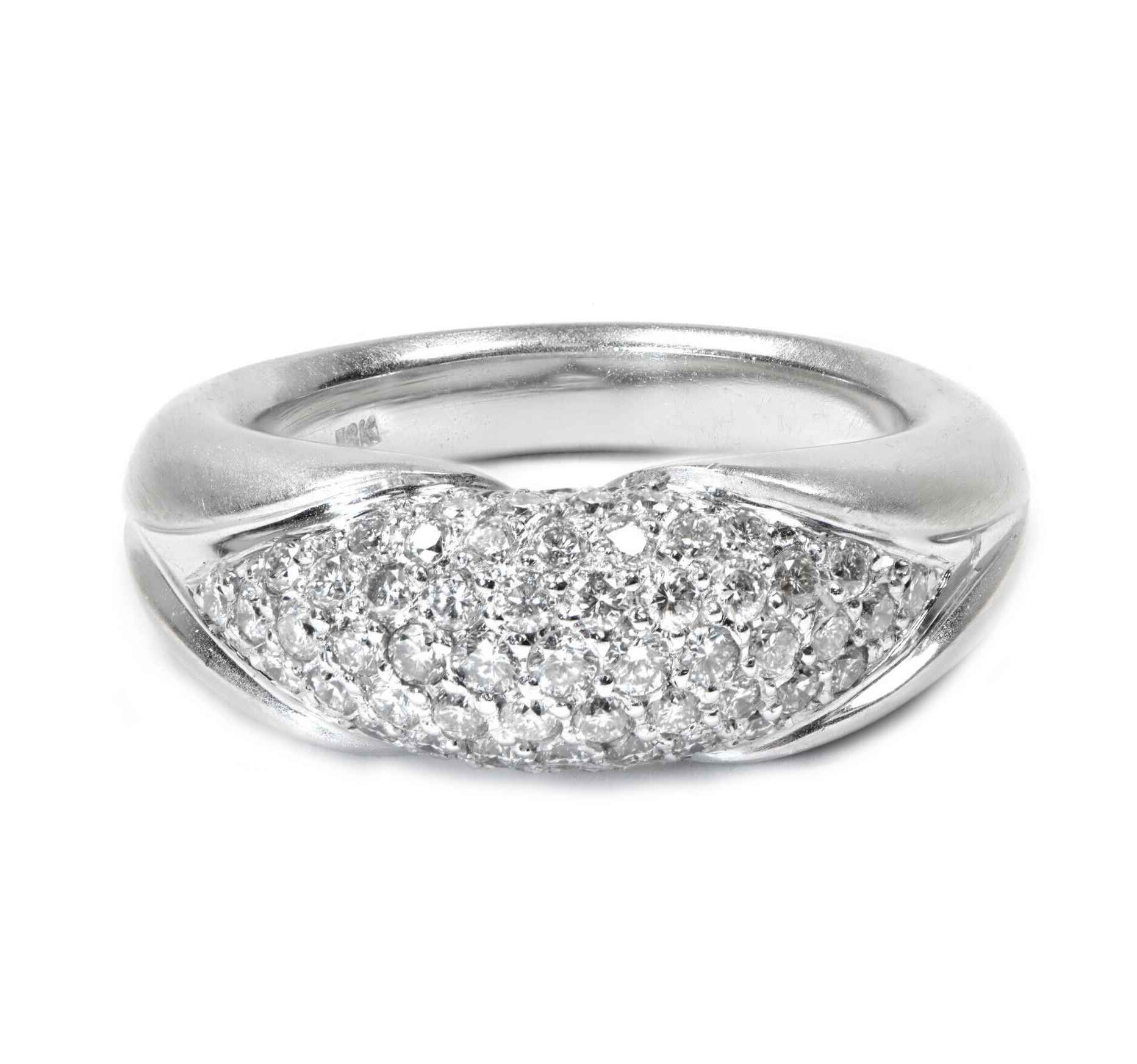 Unique-Satin-Pave-Diamond-Ring-18k-White-Gold-1ct-SI1SI2-Clarity-HI-Size-725-131707237359