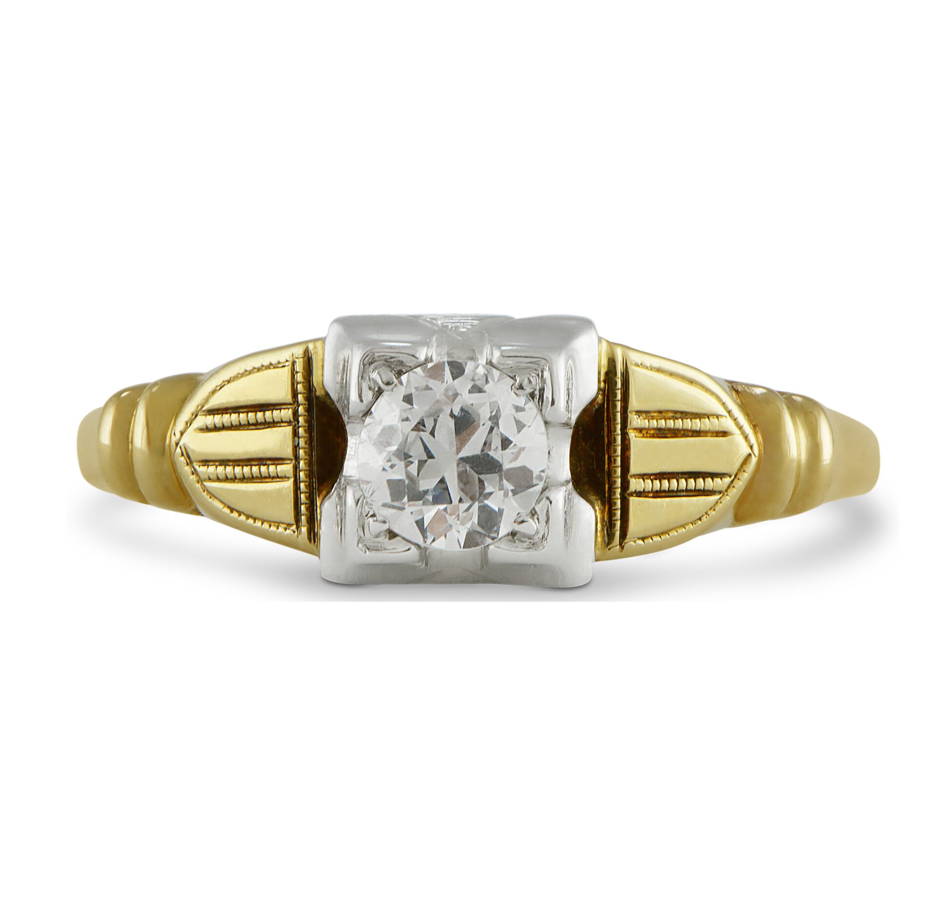 Vintage-Diamond-Engagement-Ring-14k-Yellow-White-Gold-Cap-3ct-SZ65-131716952333