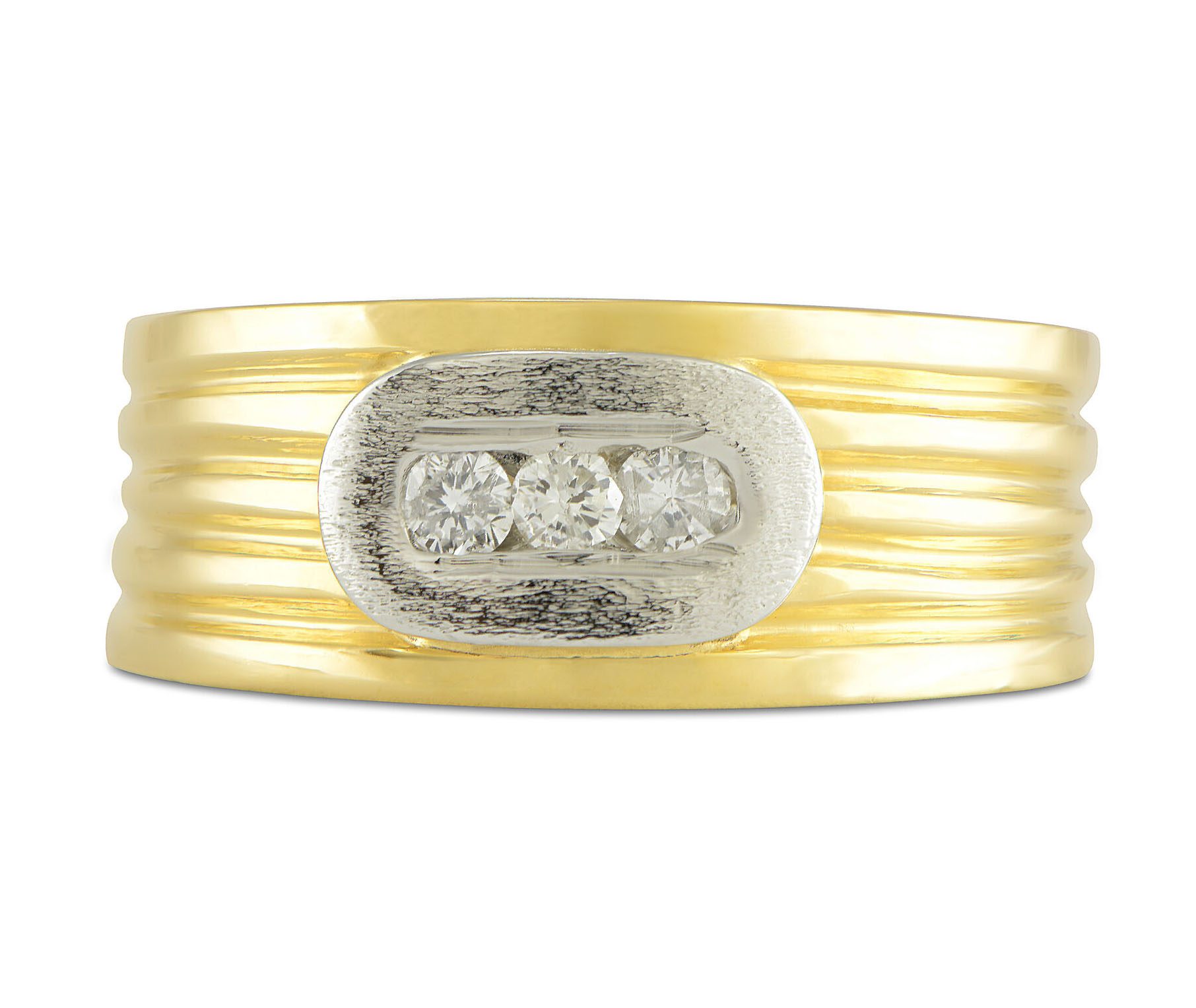 14k-Yellow-White-Bark-Gold-Ring-Round-Diamond-14ct-TW-Size-65-Unisex-HSI-112454231923