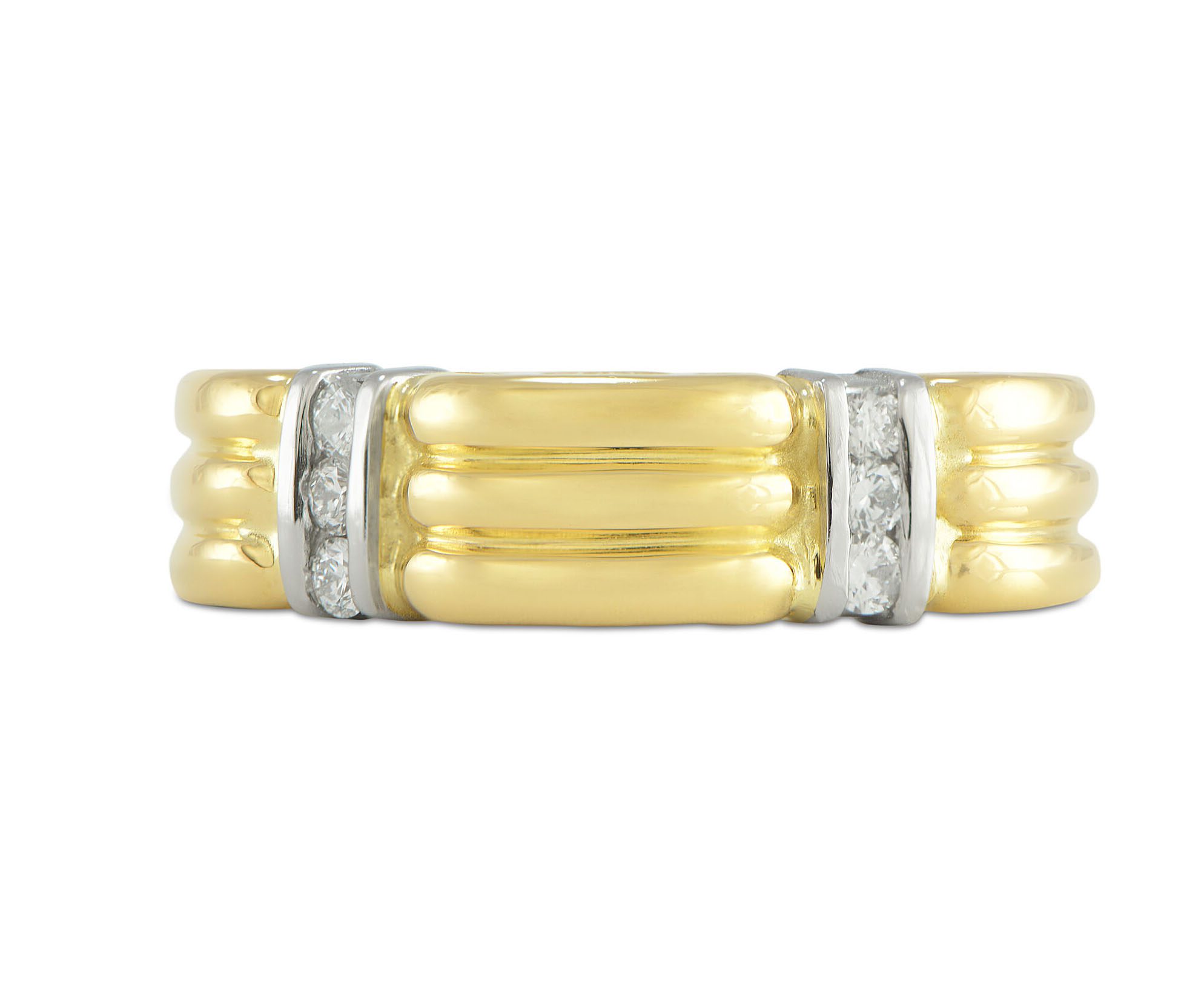 18k-Gold-Two-Tone-Diamond-Ring-Triple-Band-12ct-Size-65-Unisex-HVS-Channel-Se-132237349056