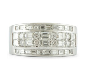 Baguette-and-Round-Diamond-Wedding-Band-Channel-Platinum-193ct-TW-FVS-Size-65-172745558363