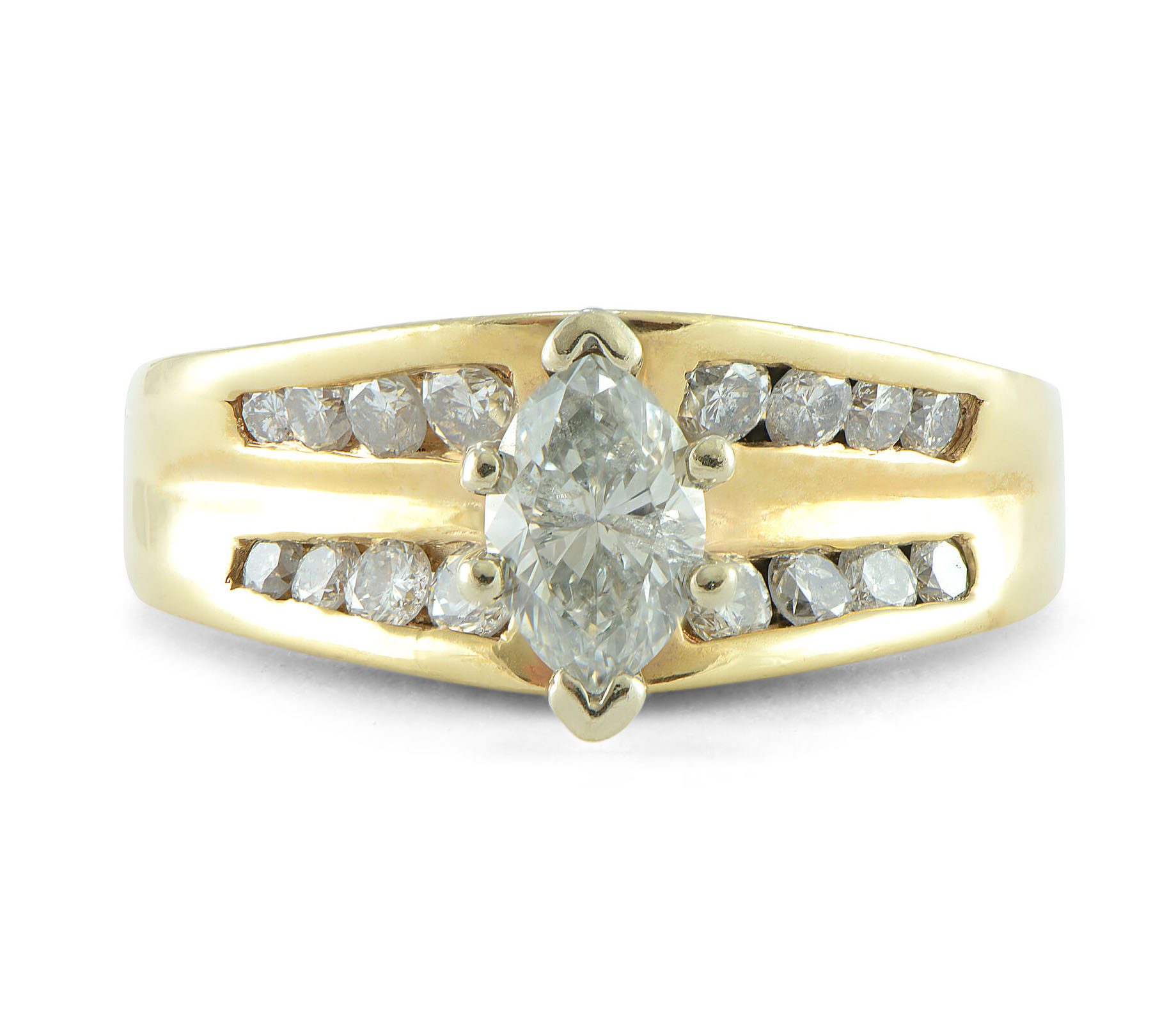 Marquise-Diamond-Engagement-Ring-14k-Yellow-Tapering-Channel-Set-1ct-TW-I1-SZ65-172745558308