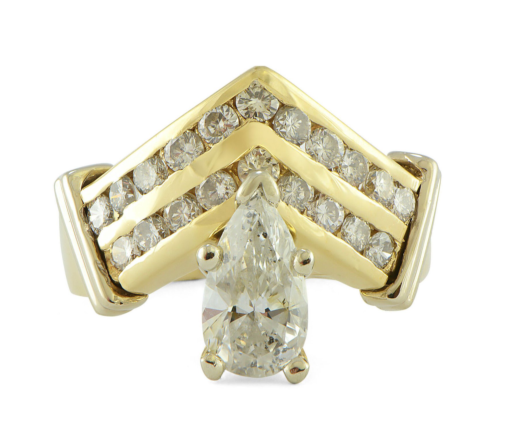 Pear-Diamond-Engagement-Ring-14k-Yellow-Gold-Baguette-Channel-Set-19ct-TW-SZ65-132237349112