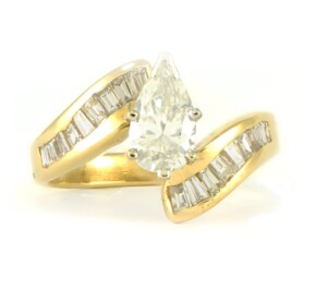 Pear-Diamond-Engagement-Ring-Baguette-Channel-14k-Yellow-Gold-188ct-TW-SZ-675-132237348959