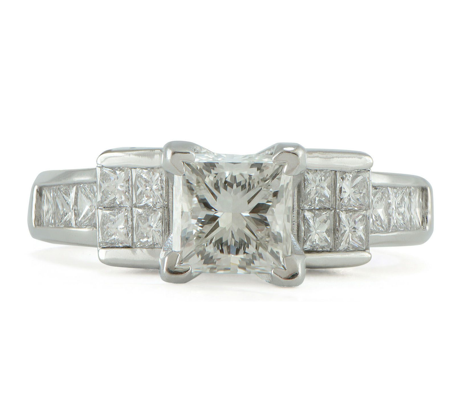 Princess-Diamond-Engagement-Ring-Princess-Cluster-18k-White-Gold-186ct-TW-SZ-7-132237348805