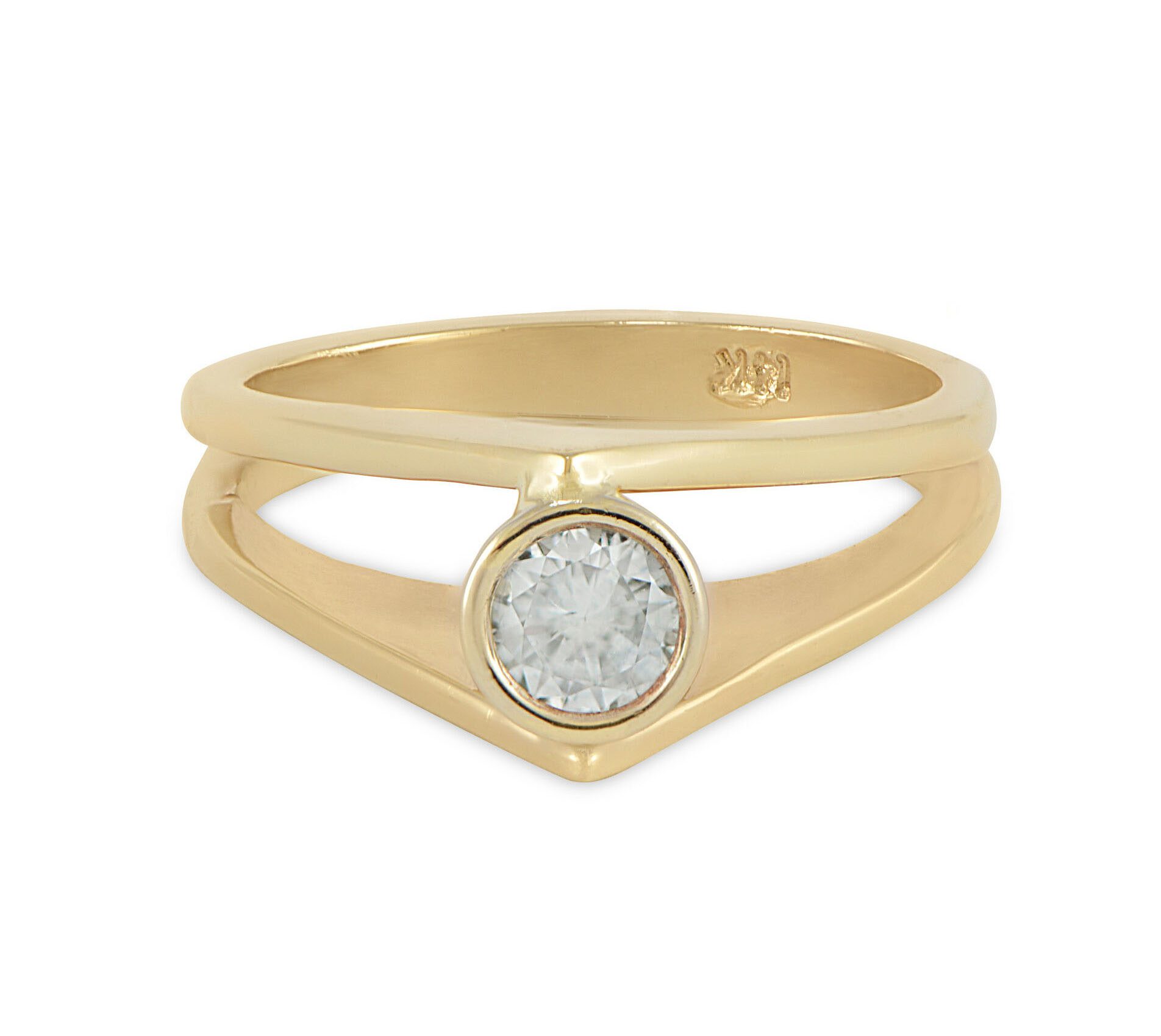Round-Diamond-Engagement-Ring-14k-Yellow-Gold-Bezel-Setting-Double-Band-Size-55-112454232189