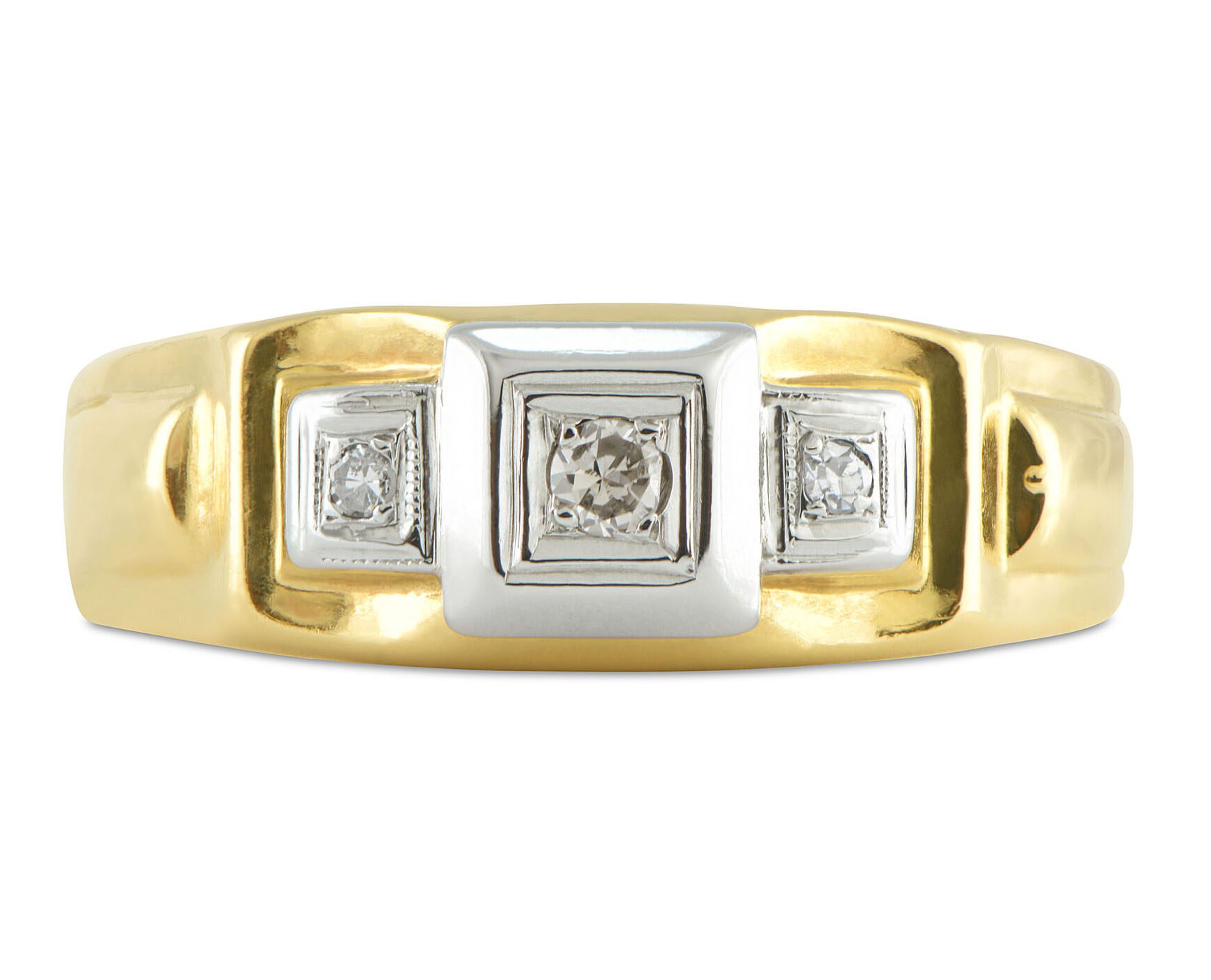 Vintage-10k-Yellow-Gold-Ring-Round-Diamond-10CT-Size-10-Mens-HSI-112472409810