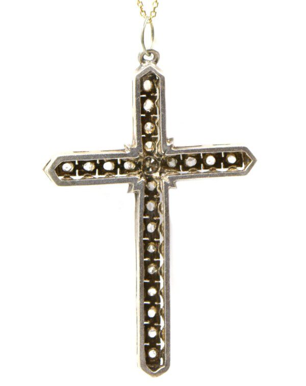 Antique-14k-White-Gold-Diamond-Cross-Pendant-Charm-45-Grams-132763646829-3