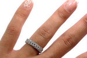 Milgrain-Jewelry-14k-White-Gold-Diamond-Bezel-Set-Ring-Size-625-Band-3g-173558152238-3