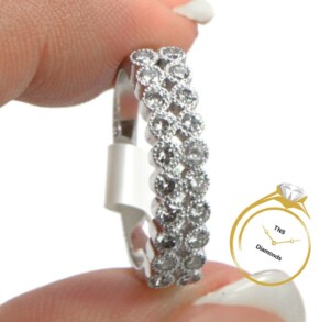 Milgrain-Jewelry-14k-White-Gold-Diamond-Bezel-Set-Ring-Size-625-Band-3g-173558152238