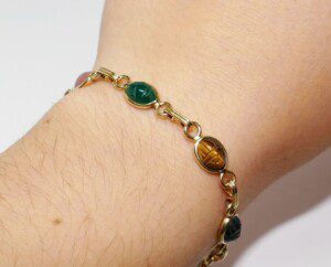 Scarab-Bracelet-Multi-Colored-Stone-14k-Yellow-Gold-67-Grams-113691224796-3