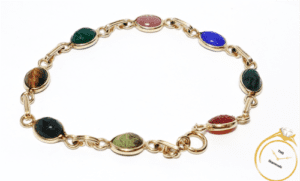 Scarab-Bracelet-Multi-Colored-Stone-14k-Yellow-Gold-67-Grams-113691224796