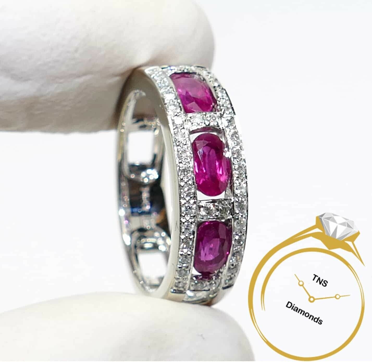 Natural-Oval-Ruby-Diamond-Band-115ctw-Ring-in-14k-White-Gold-Size-65-113783728700