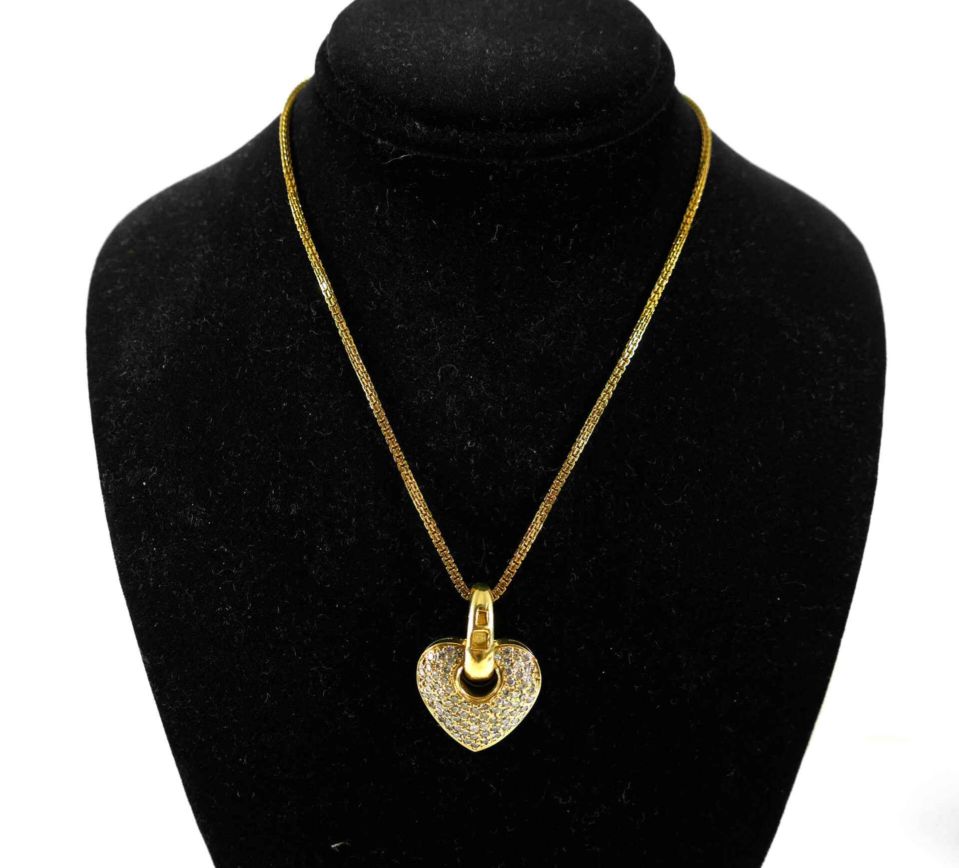 Pave Diamond 14k Yellow Gold Heart Necklace | TNS Diamonds Philadelphia