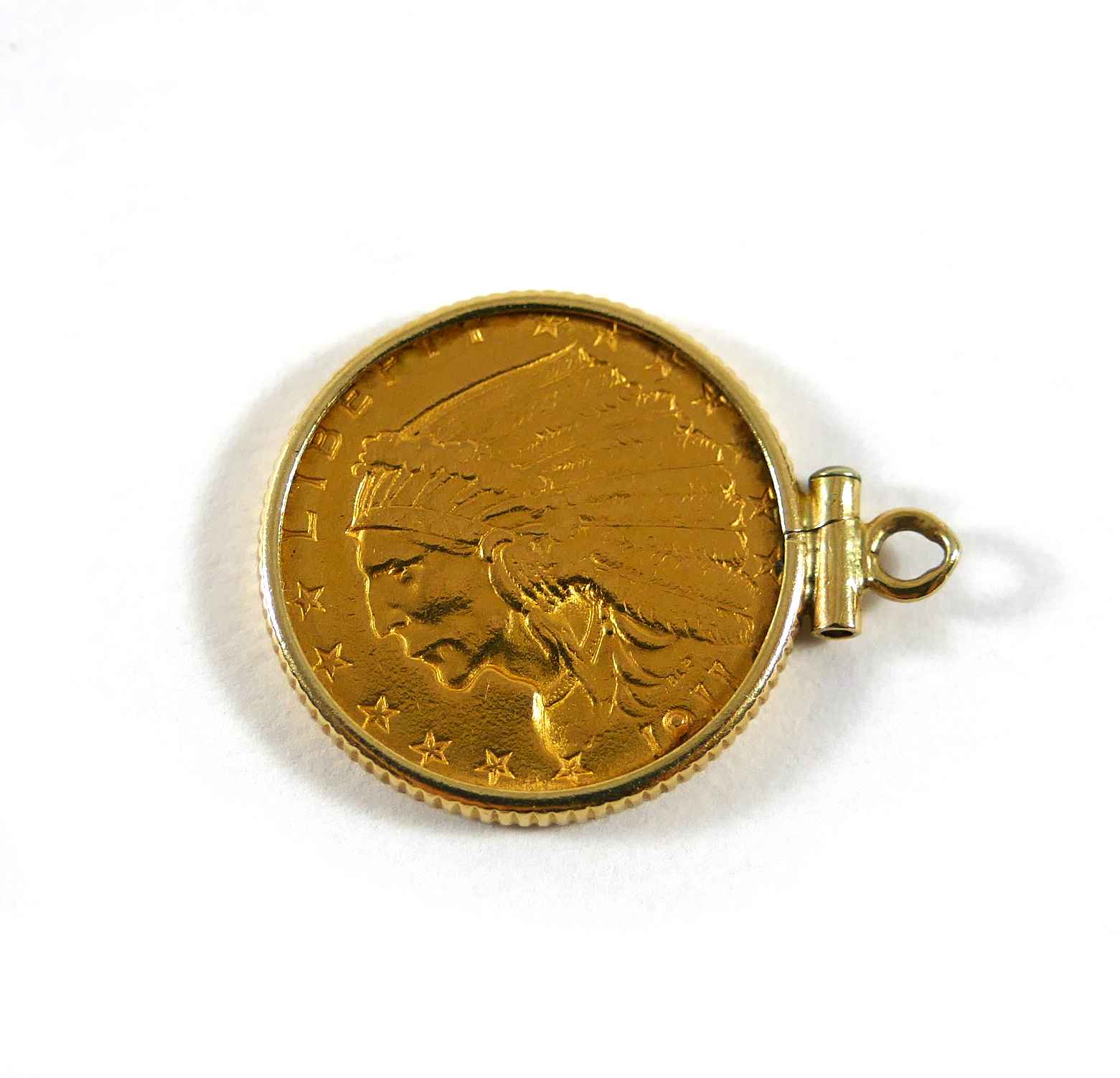 1912 Indian Head Gold $2.50 Quarter Eagle Coin Bezel Pendant Necklace | TNS  Diamonds Philadelphia