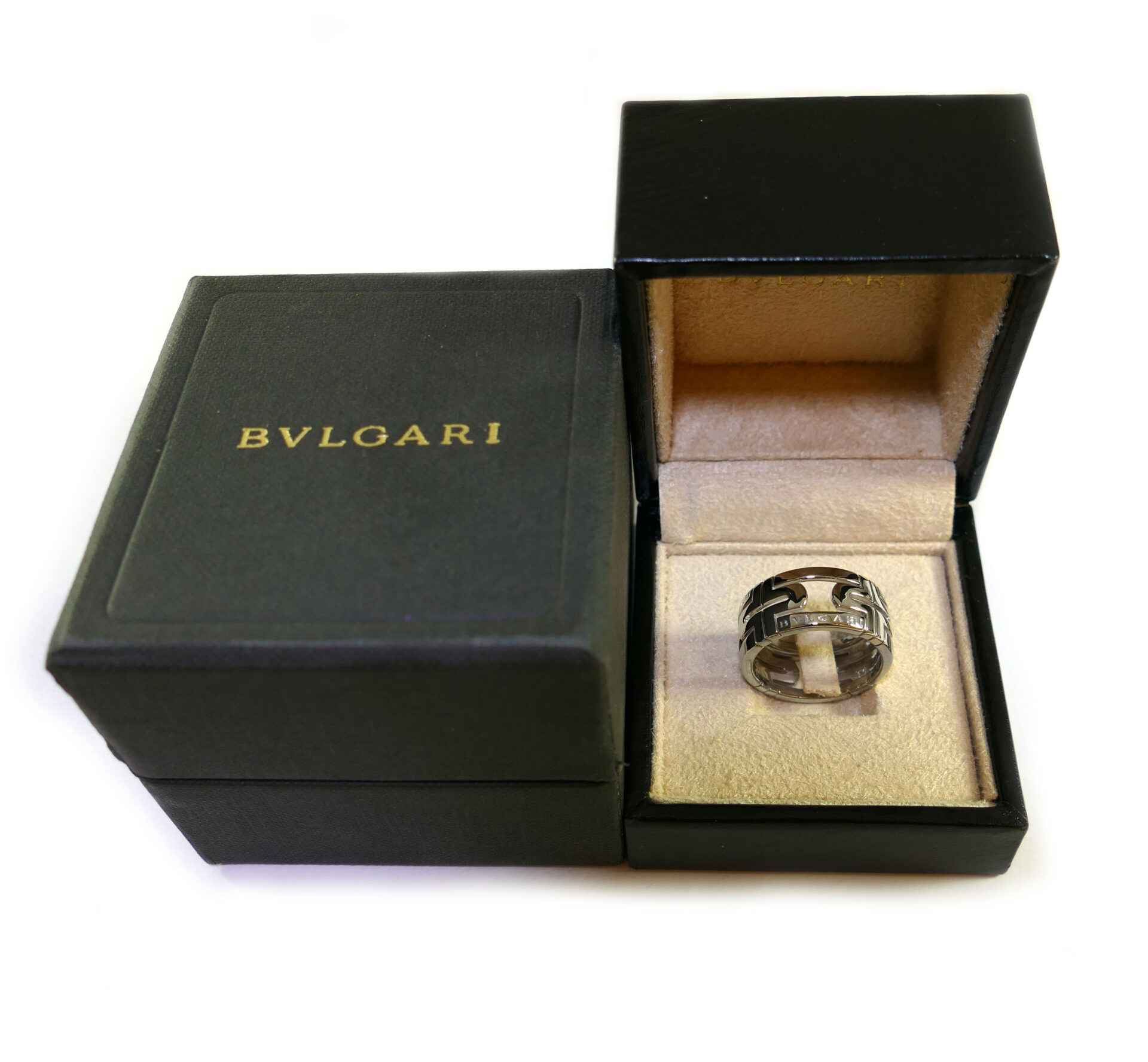 Bvlgari Parentesi Men's 18k White Gold Ring W/ Box - Size 63 (10) - 11 ...