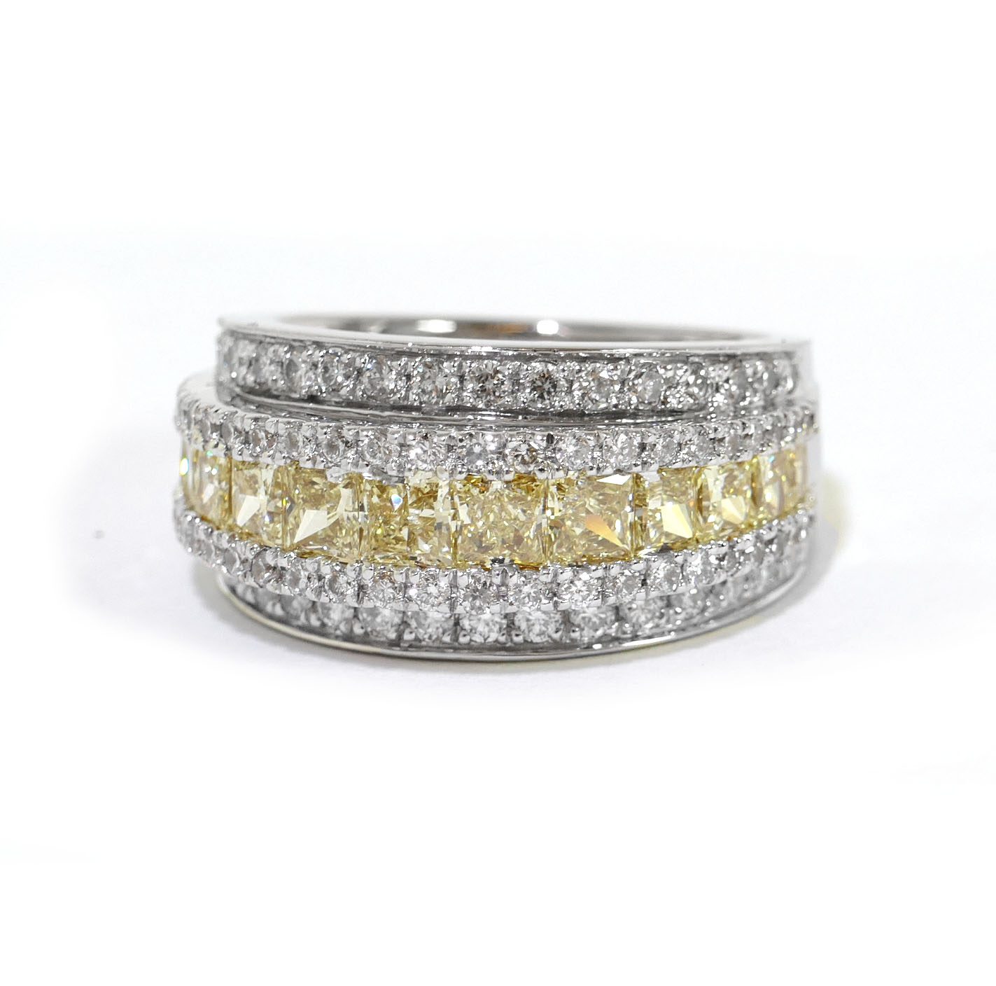 2.73ct Canary Yellow Diamond Princess Cut 18k White Gold Ring | TNS ...