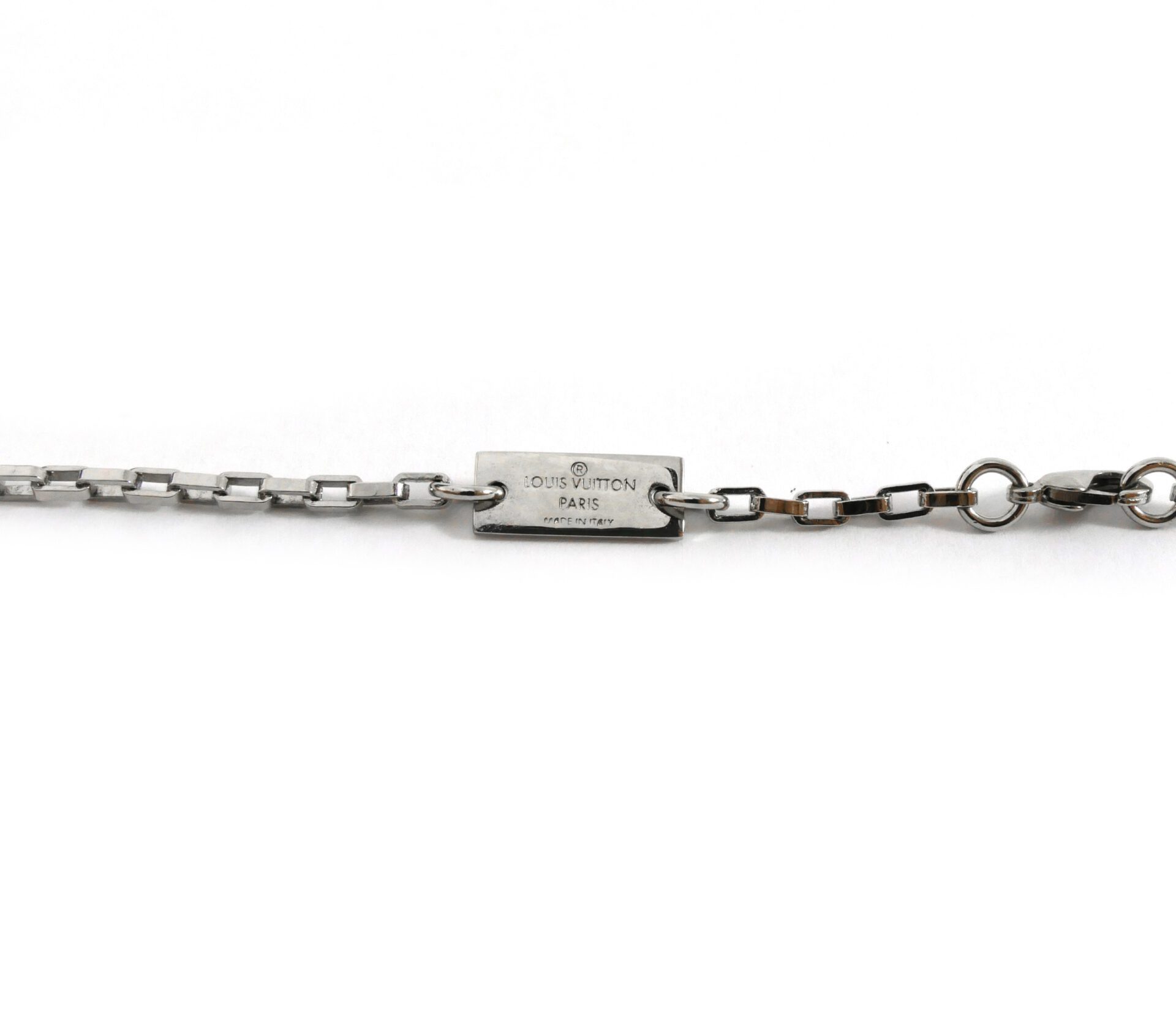 Louis Vuitton Damier Chain Necklace Graphite Silver/Black for Men