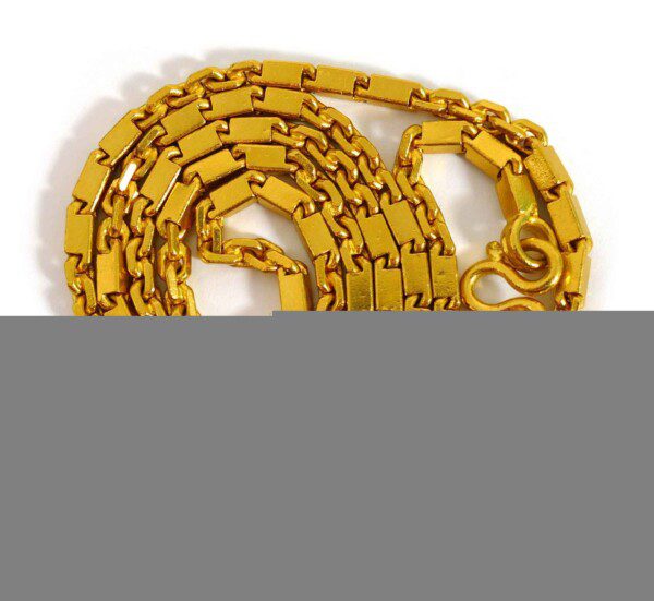 Men's Heavy Solid 24k Yellow Gold Bar Cable Unique Link Chain