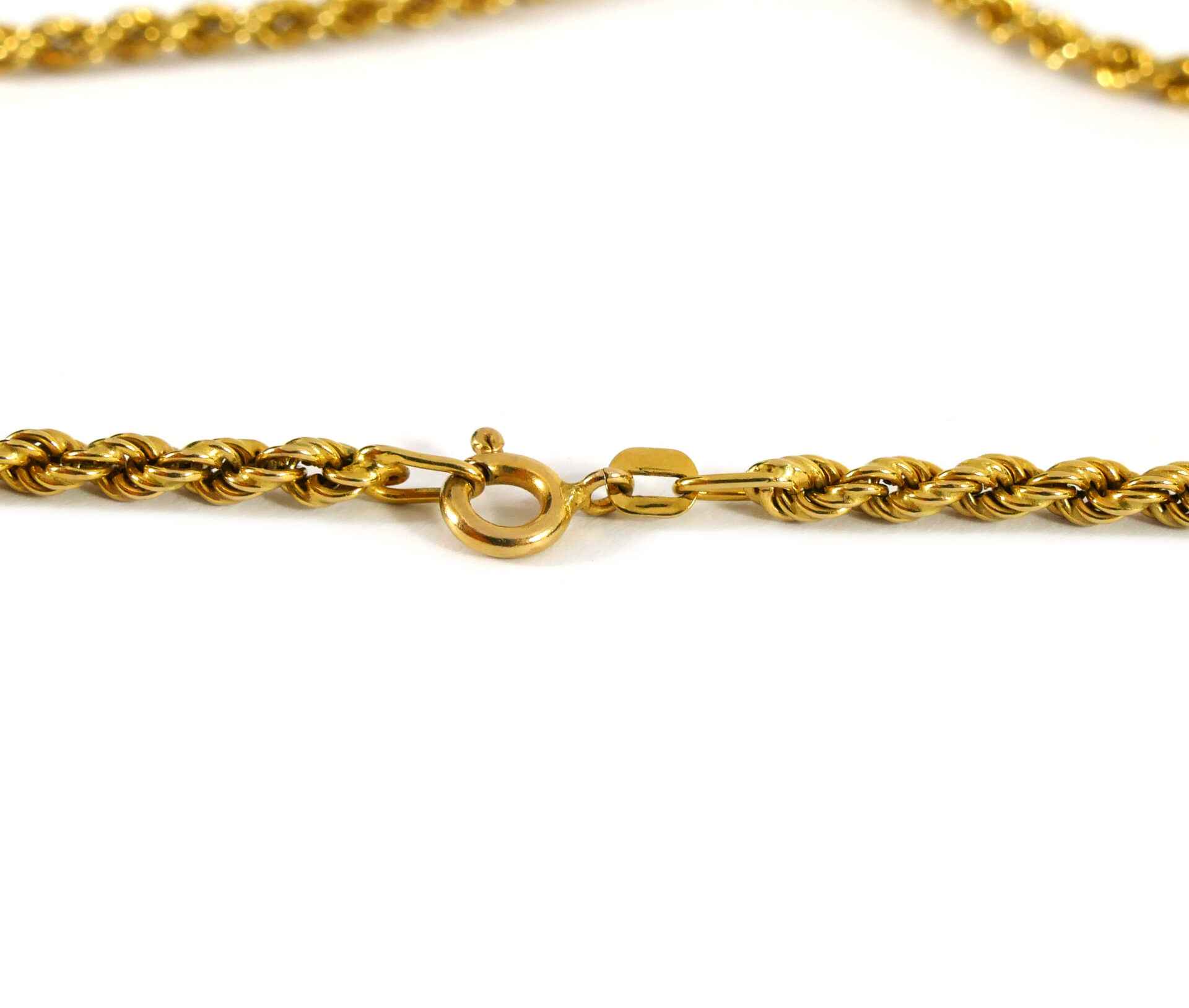 Unisex Rope Link Chain 14k Yellow Gold Necklace 18