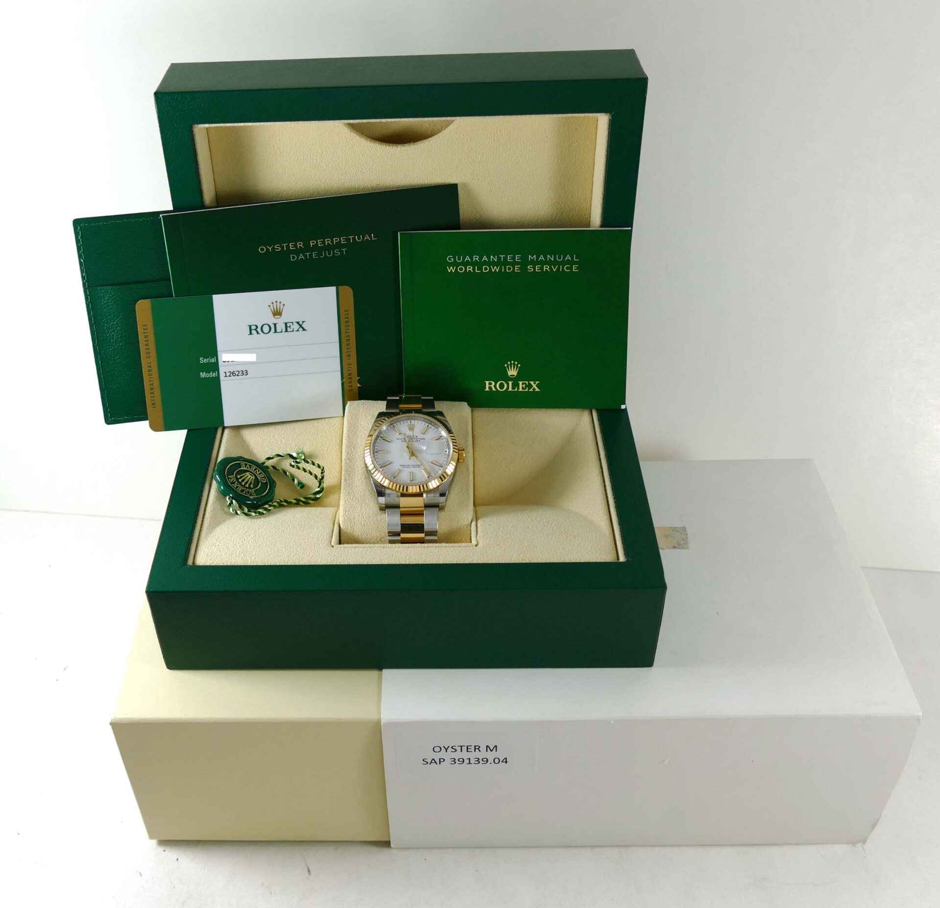 New Full Stickers Rolex Datejust 36 126233 White Dial Oyster 36mm Box ...