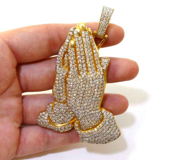 18k Gold Praying Hands Pendant Lords Prayer Hands Necklace - Etsy | Hand  necklace, Necklace etsy, Gift necklace