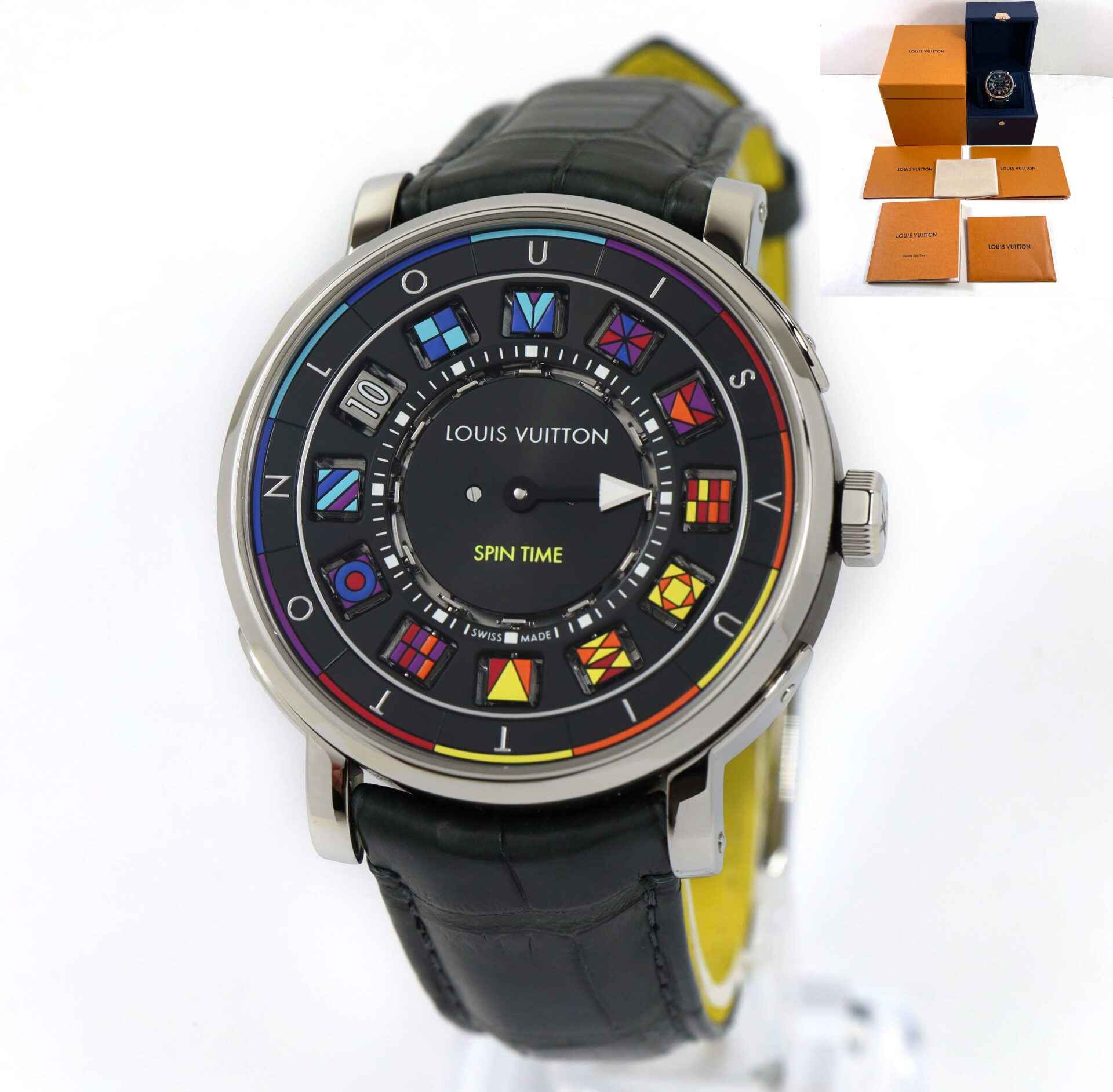 2022 Unworn Louis Vuitton Escale Spin Time Rainbow 41mm Q5DG20 Black Dial  Box Papers