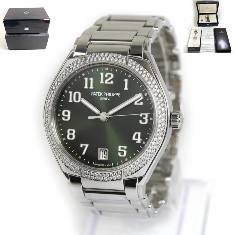 Patek Philippe TWENTY~4 7300/1200A-011 36MM Green Dial Factory Diamonds Box Papers