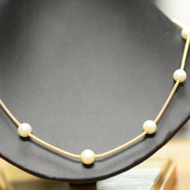 14K Yellow Gold Pearl Necklace 7.14 grams