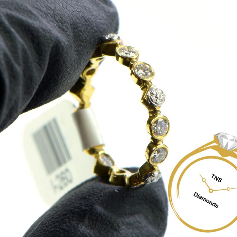 18k Yellow & Platinum Gold Eternity Diamond Wedding Ring - 3.2 Grams w/ Video!