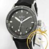 Blancpain Fifty Fathoms Bathyscaphe Meteor watch with a grey dial and black strap.