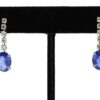 Oval Sapphire And Diamond Row Platinum Drop Earrings