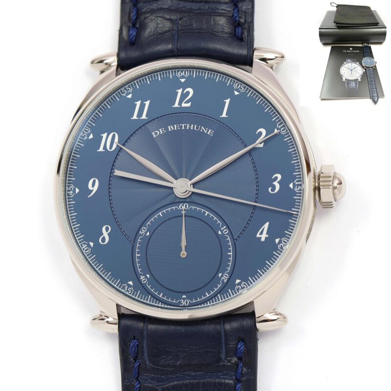 New De Bethune Db Eight DB8REWS3 42MM Blue Dial 18K White Gold Box Papers