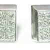 Square 3D box cufflinks in 14k white gold with diamonds, 4 ct VS, D-F clarity.