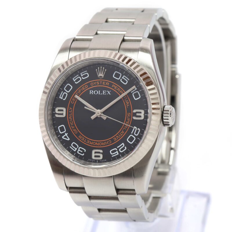 2008 Rolex Oyster Perpetual 36 116034 Black Orange Arabic Dial Fluted M-Serial