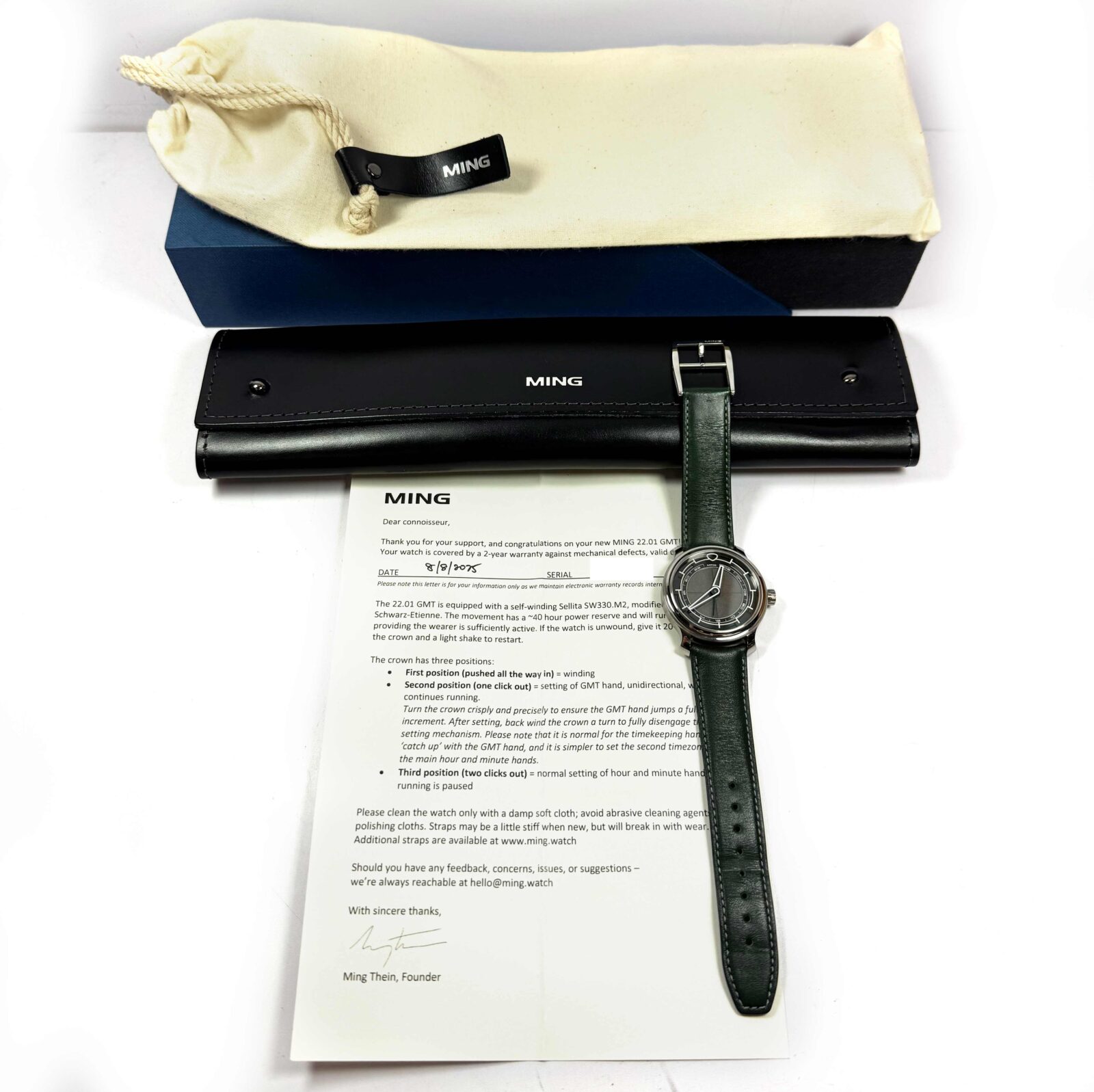 2023 Ming GMT Kyoto 22.01 38MM Grey Dial Titanium Box Papers