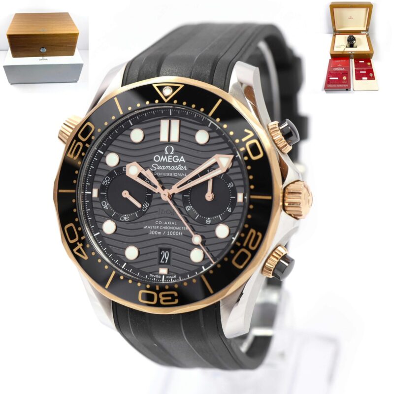 Omega Seamaster Diver 210.22.44.51.01.001 44MM Steel Sedna Gold Box Papers