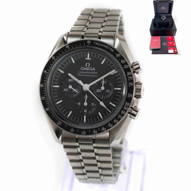 2022 Omega Speedmaster Moonwatch 310.30.42.50.01.002 42MM Black Dial Box Papers
