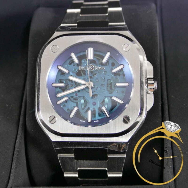 BNIB Bell & Ross BR 05 Blue Skeleton 40mm BR05A-BLU-SKST/SST Box Papers