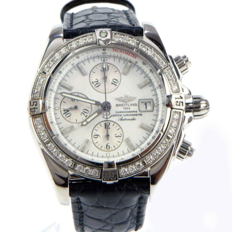 Breitling A13356 MOP Dial Factory Diamond Bezel Chronomat Evolution Box Papers