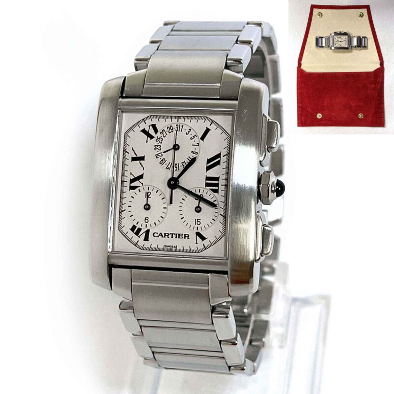 Cartier Tank Francaise Chronoflex Steel Silver Dial Quartz Watch 2303
