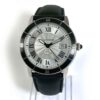 Cartier Ronde Croisiere 42mm watch with a silver dial and black leather strap.