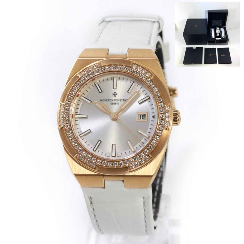 New Ladies Vacheron Constantin Overseas Quartz 33mm 18k Rose Gold 1205V Complete
