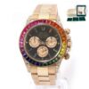 Rolex Daytona 116505 Rose Gold Custom Rainbow Baguette Diamond 40mm Box Booklets