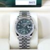 New 2022 Rolex Datejust 36 Green Motif Palm Dial Fluted Jubilee 126234 Box Papers