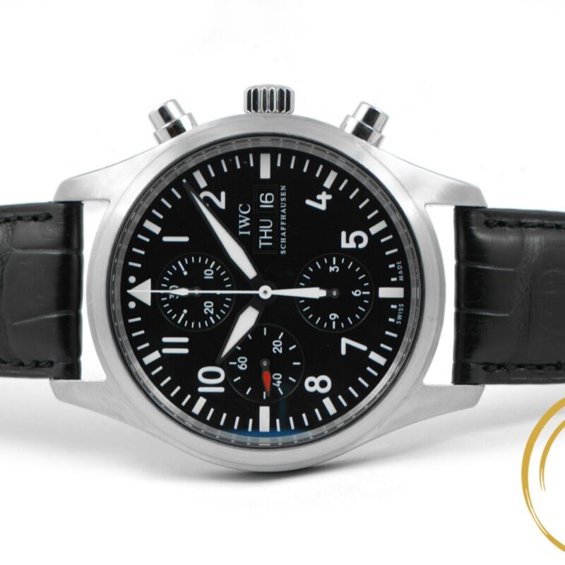 IWC Pilot's Chronograph 42mm Black Dial Day/Date 3717 IW3717-01 w/ Box