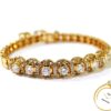 Women's 2.5ct VVS Diamond 18k Yellow Gold Bracelet w/ Lock and Key Charms