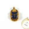 Scarab Beetle Antique Lapis Lazuli 18k Yellow Gold Pendant